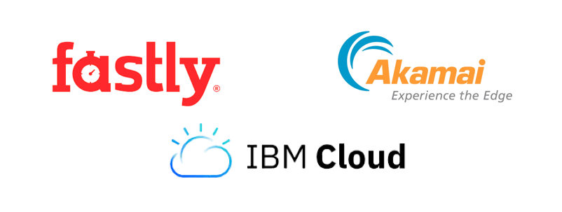 IBM Cloud, Fastly, and Akamai Logos